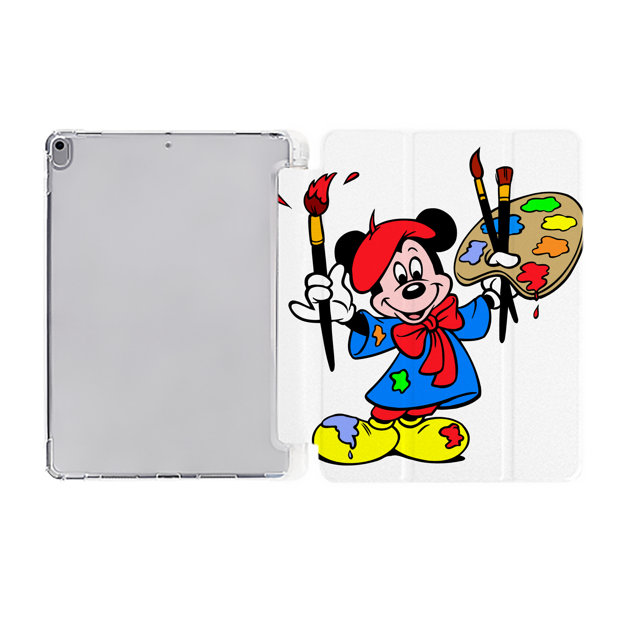 （画像用） ミッキーマウス Mickey Mouse IPad ケース ペン収納付き 三つ折りスタンド PUレザー×シリコン 対応機種9.5/10.5/10.9インチ